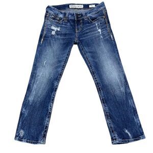 BKE 27x25 Sabrina Distressed Low Rise Stretch Cropped Denim Jeans EUC